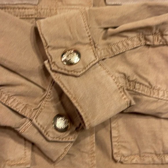 Boho Safari Utility Jacket Embroidered Tan Cotton Shacket Scandi M - Picture 10 of 12